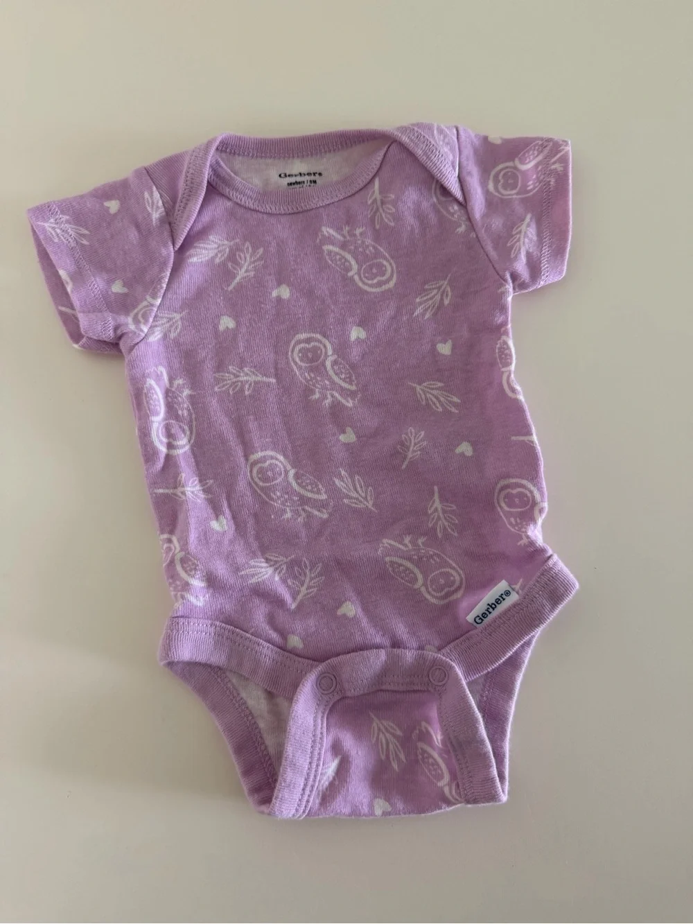 Gerber Lavender Owl Print Baby One-Piece